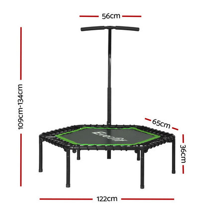 Everfit 48inch Hexagon Fitness Trampoline Rebounder Adjustable Handrail Green.