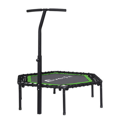 Everfit 48inch Hexagon Fitness Trampoline Rebounder Adjustable Handrail Green.