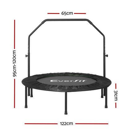 Everfit 48inch Round Fitness Trampoline Rebounder Adjustable Handrail Green.