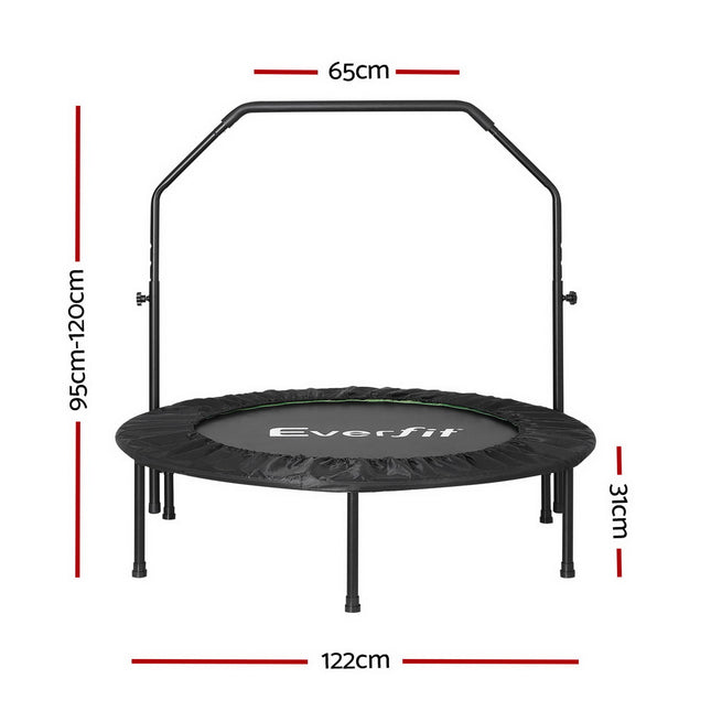 Everfit 48inch Round Fitness Trampoline Rebounder Adjustable Handrail Green.