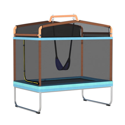Everfit 6FT Trampoline Kids Rectangle Trampoline w/ Swing Enclosure Safety Net Orange.
