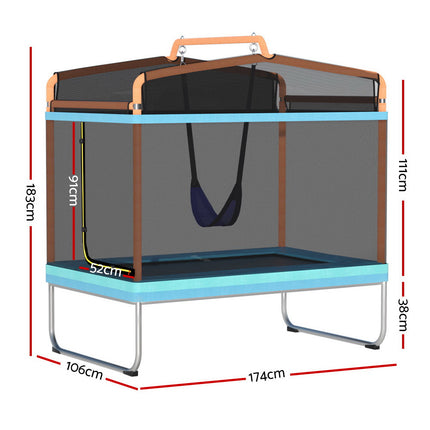 Everfit 6FT Trampoline Kids Rectangle Trampoline w/ Swing Enclosure Safety Net Orange.
