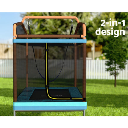 Everfit 6FT Trampoline Kids Rectangle Trampoline w/ Swing Enclosure Safety Net Orange.