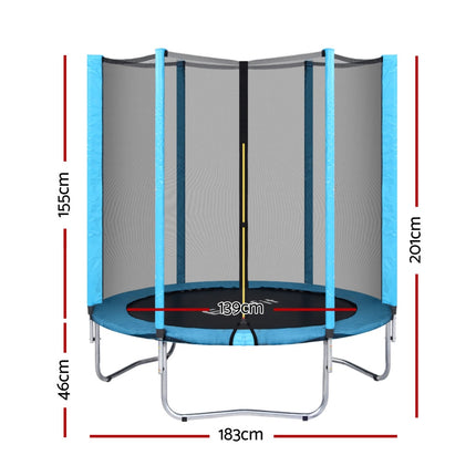 Everfit Trampoline 6FT Kids Trampolines Safety Net Pad Round Blue.