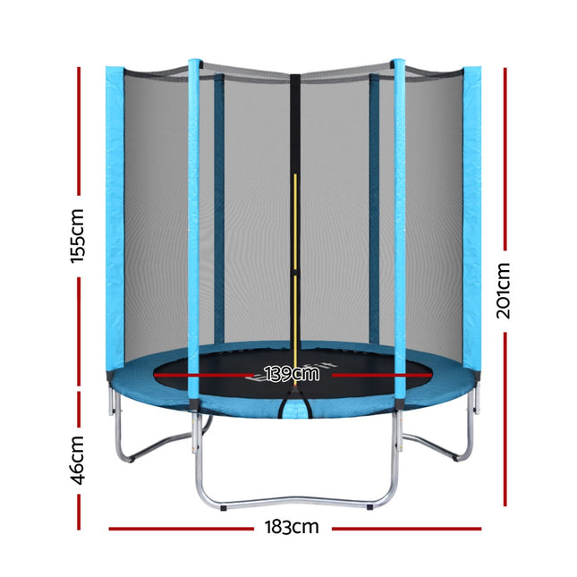Everfit Trampoline 6FT Kids Trampolines Safety Net Pad Round Blue.