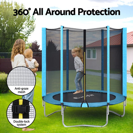 Everfit Trampoline 6FT Kids Trampolines Safety Net Pad Round Blue.