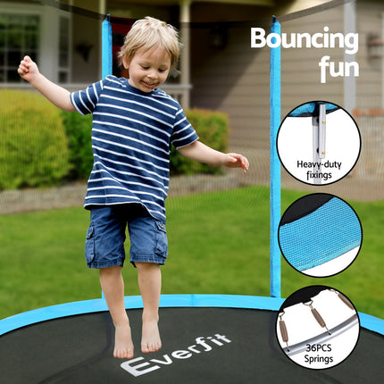 Everfit Trampoline 6FT Kids Trampolines Safety Net Pad Round Blue.