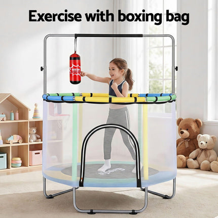 Everfit 55inch Trampoline Kids Rebounder with Basketball Set Sandbag Boxing Game.
