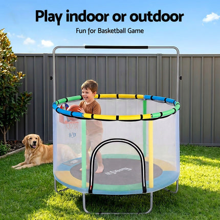 Everfit 55inch Trampoline Kids Rebounder with Basketball Set Sandbag Boxing Game.