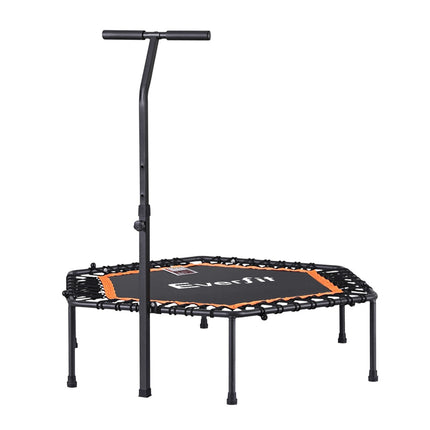 Everfit 51inch Hexagon Fitness Trampoline Rebounder Adjustable Handrail Orange.