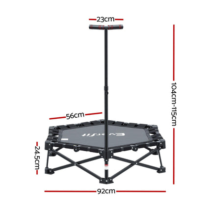 Everfit Fitness Foldable Trampoline Rebounder Adjustable Handle Indoor Exercise Black.