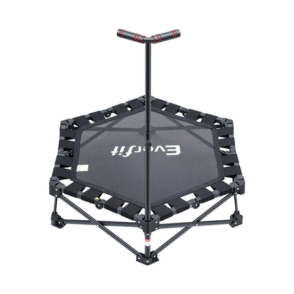 Everfit Fitness Foldable Trampoline Rebounder Adjustable Handle Indoor Exercise Black.