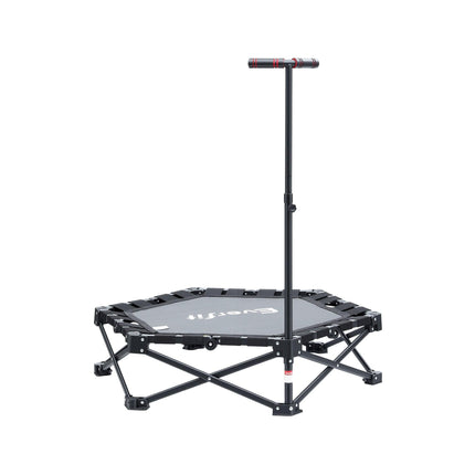 Everfit Fitness Foldable Trampoline Rebounder Adjustable Handle Indoor Exercise Black.