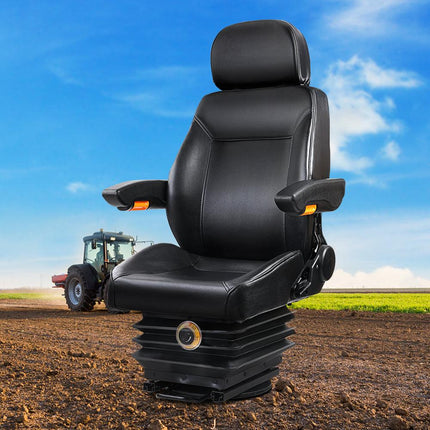 Giantz Tractor Seat Forklift Excavator Truck Universal Backrest Chair PU Leather.