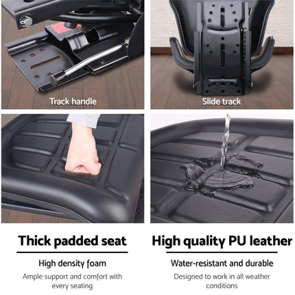 Giantz Tractor Seat Forklift Excavator Truck Universal Digger Chair PU Leather.