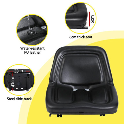 Giantz Tractor Seat Forklift Excavator Universal Backrest Truck Chair PU Leather.