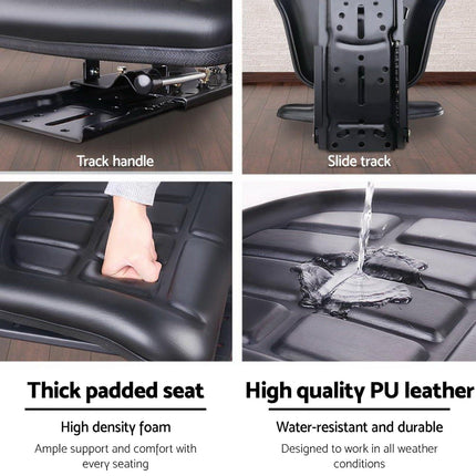 Giantz Tractor Seat Forklift Excavator Truck Universal Replacement PU Chair.