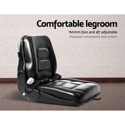 Giantz Tractor Seat Forklift Excavator Universal Backrest Truck PU Chair.
