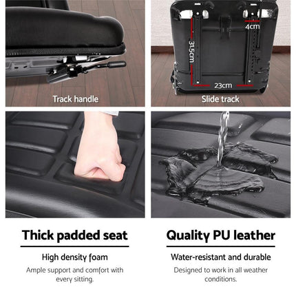 Giantz Tractor Seat Forklift Excavator Universal Backrest Truck PU Chair.