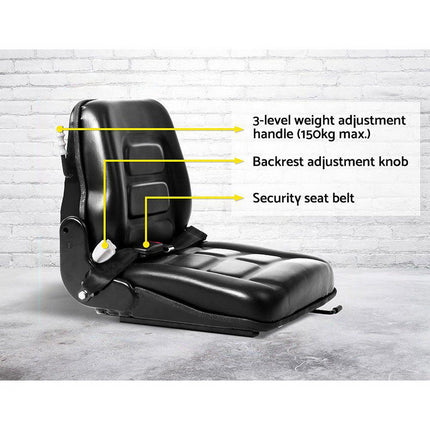 Giantz Tractor Seat Forklift Excavator Universal Backrest Truck PU Chair.