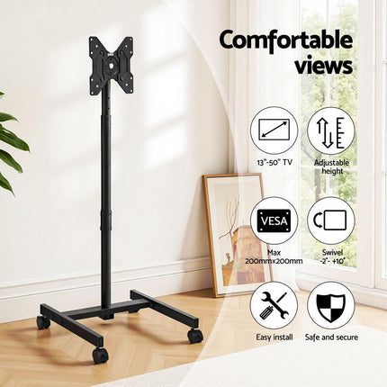 Artiss TV Stand 13-50" Universal Mobile Adjustable Height TV Stand with Wheels.