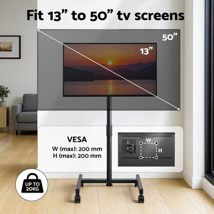 Artiss TV Stand 13-50" Universal Mobile Adjustable Height TV Stand with Wheels.
