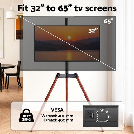 Artiss TV Stand 32-65 inch LED LCD Screen Wooden Tripod Easel Height Adjustable.