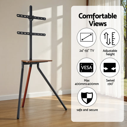 Artiss TV Stand Wooden Tray 24-55" Swivel Height Adjustable.