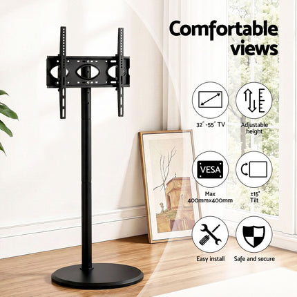 Artiss 32-55 Inch Mobile TV Stand with Wheels Height & Tilt Adjustable Floor Mount.