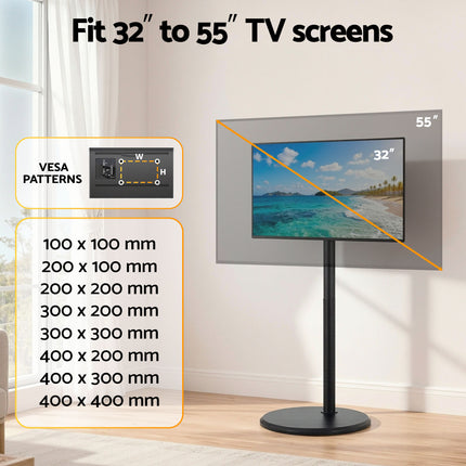 Artiss 32-55 Inch Mobile TV Stand with Wheels Height & Tilt Adjustable Floor Mount.