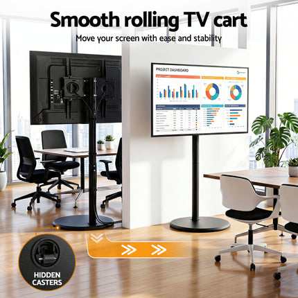 Artiss 32-55 Inch Mobile TV Stand with Wheels Height & Tilt Adjustable Floor Mount.