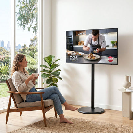 Artiss 32-55 Inch Mobile TV Stand with Wheels Height & Tilt Adjustable Floor Mount.
