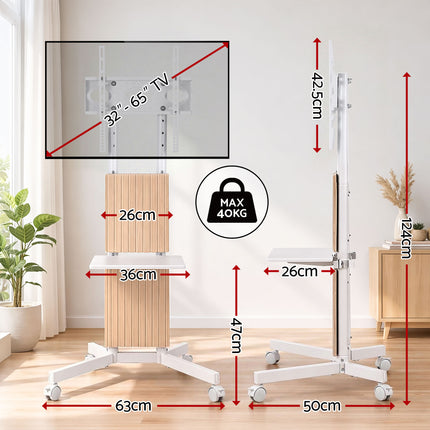 Artiss Mobile TV Floor Stand for 32-65" Mount Bracket Universal Adjustable Height with Wheels.