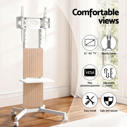 Artiss Mobile TV Floor Stand for 32-65" Mount Bracket Universal Adjustable Height with Wheels.