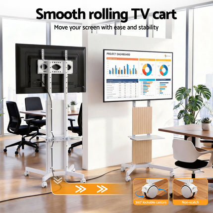 Artiss Mobile TV Floor Stand for 32-65" Mount Bracket Universal Adjustable Height with Wheels.