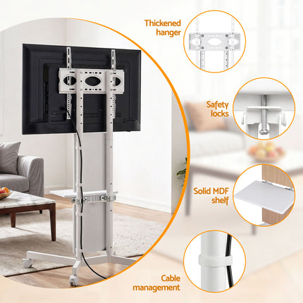 Artiss Mobile TV Floor Stand for 32-65" Mount Bracket Universal Adjustable Height with Wheels.