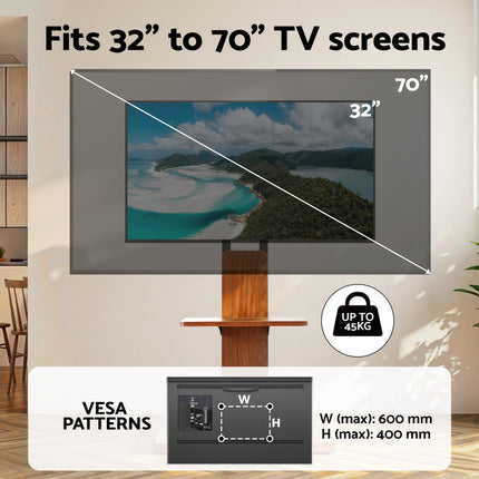 Artiss TV Stand 32-70" Wooden Tray Swivel Height Adjustable.