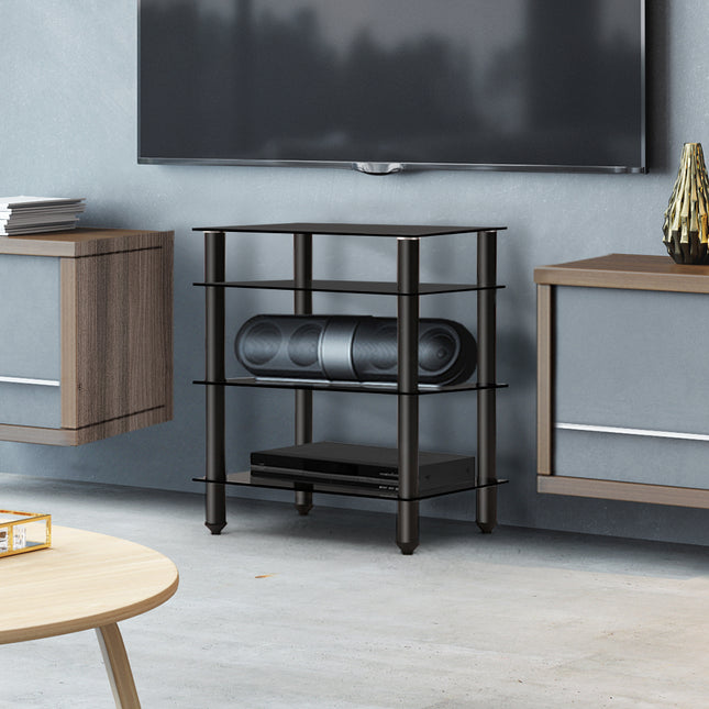 Artiss TV Stand 4 Tiers Storage Shelf Rack Tempered Glass Entertainment Unit.