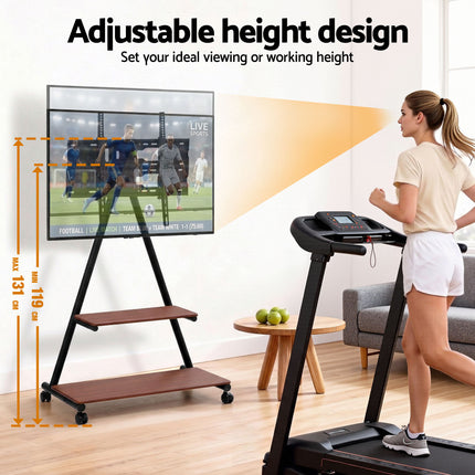 Artiss Mobile TV Stand Rolling Cart Wheels 32-75" Heavy Duty 133kg Mount Bracket.