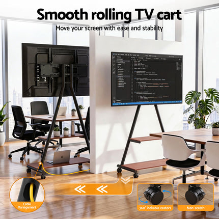 Artiss Mobile TV Stand Rolling Cart Wheels 32-75" Heavy Duty 133kg Mount Bracket.