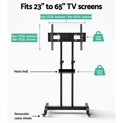 Artiss Mobile TV Stand for 23"-65" TVs Mount Bracket Portable Solid Trolley Cart.