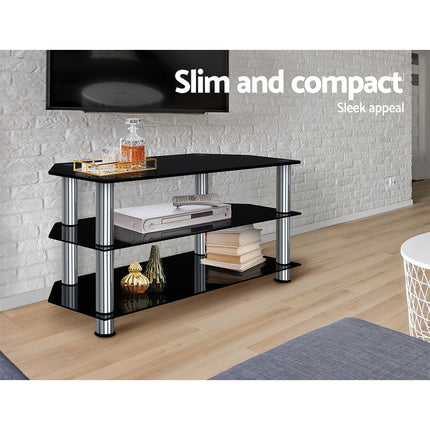 Artiss TV Stand 3 Tiers Storage Shelf Rack Tempered Glass Entertainment Unit.