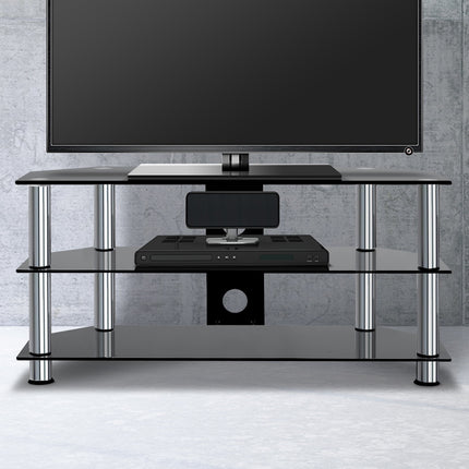 Artiss TV Stand 3 Tiers Storage Shelf Rack Tempered Glass Entertainment Unit.