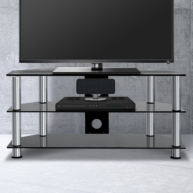Artiss TV Stand 3 Tiers Storage Shelf Rack Tempered Glass Entertainment Unit.