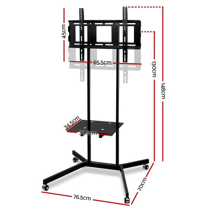 Artiss Mobile TV Stand for 32"-65" TVs Mount Bracket Portable Shelf Trolley Cart.