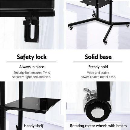 Artiss Mobile TV Stand for 32"-65" TVs Mount Bracket Portable Shelf Trolley Cart.