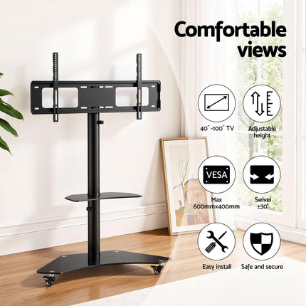 Artiss 40-100" TV Stand Mount Bracket Universal Adjustable Height with Wheels.
