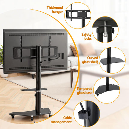 Artiss 40-100" TV Stand Mount Bracket Universal Adjustable Height with Wheels.