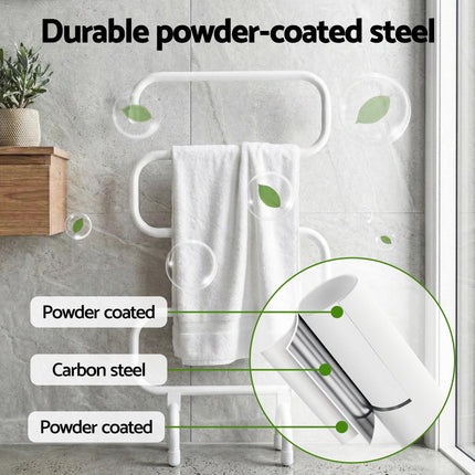 Devanti Heated Towel Rail Freestanding Wall Mounted S-Shape Electric Warmer Rack.