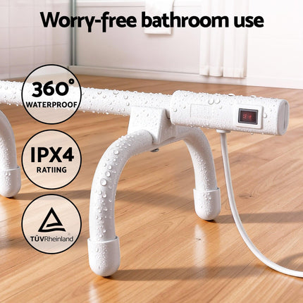Devanti Heated Towel Rail Freestanding Wall Mounted S-Shape Electric Warmer Rack.